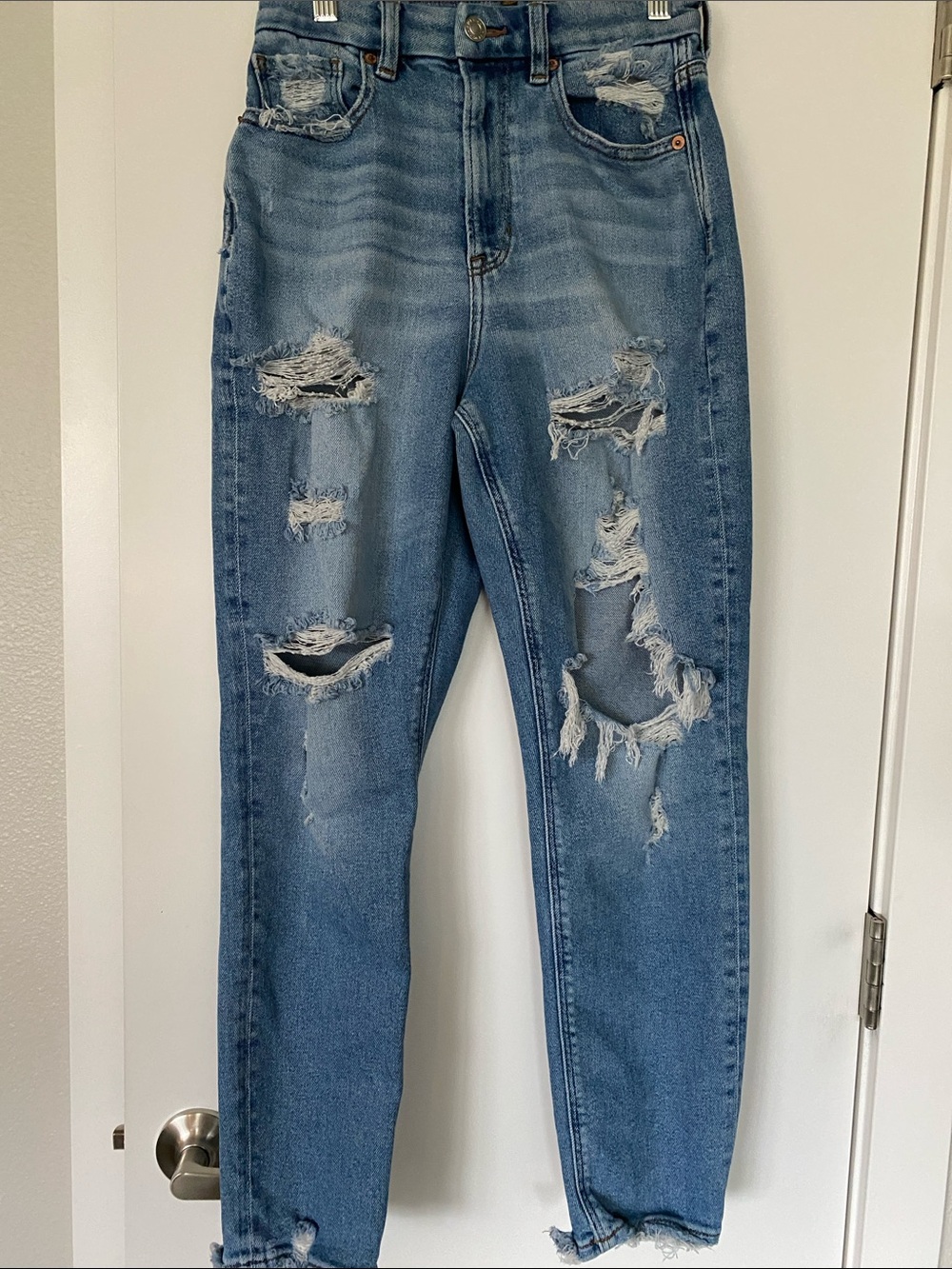 AEO Softest Curvy Mom Stretch Vintage Destroyed High Waist Jeans 2R Bloggers